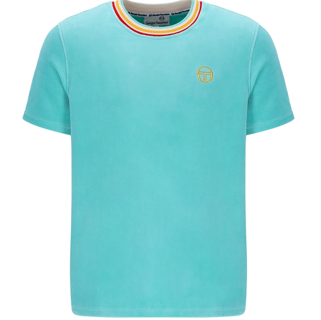 Sergio Tacchini Slice Velour T Shirt Pool Blue